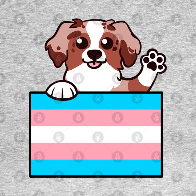 Love is Love Puppy - Red Merle Trans Pride Flag by LittleGreenHat